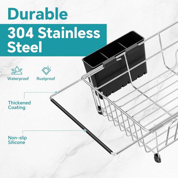 Adjustable Dish Drying Rack for Small Kitchen Countertops