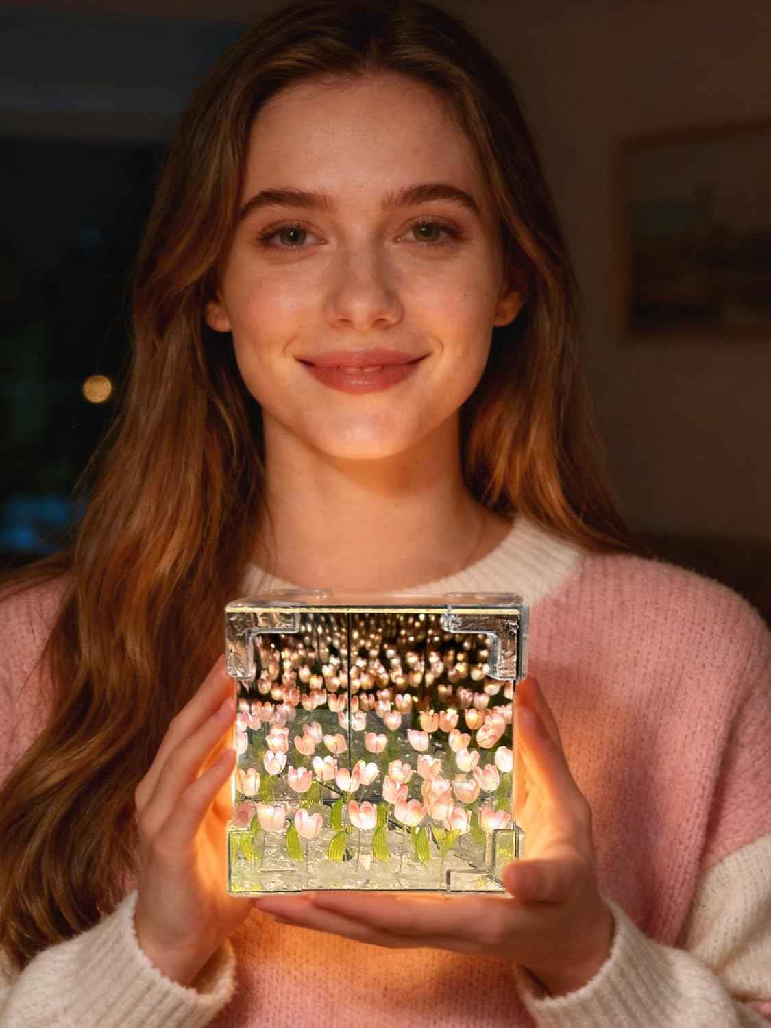 Tulip Lamp Night Light, Birthday Valentines Day Gifts for Women Her, LED Infinity Mirror Lamp Tulips Artificial Flower Lamp for Home Room Decor Romantic Gifts for Girlfriend Mom Sister Grandma Wife | Creative Gift, Artificial Flower, Decorations Lights, f