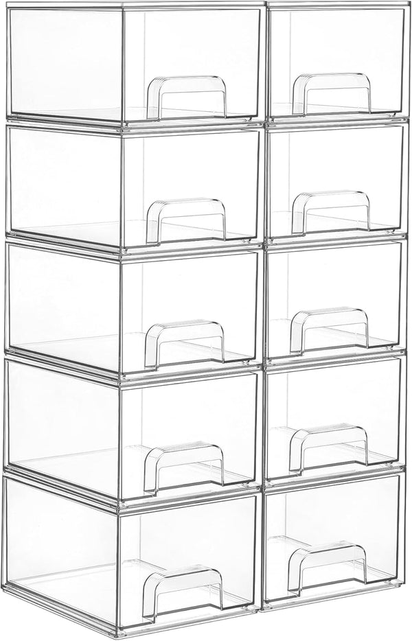 Clear Stackable Storage Drawers for Home Organization