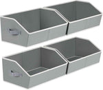 Closet Organizers Bins 6 Packs - Large Closet Shelf Organizer with Handles, Fabric Trapezoid Storage Bins, Collapsible Storage Cubes for Clothes, Towels, Light Gray