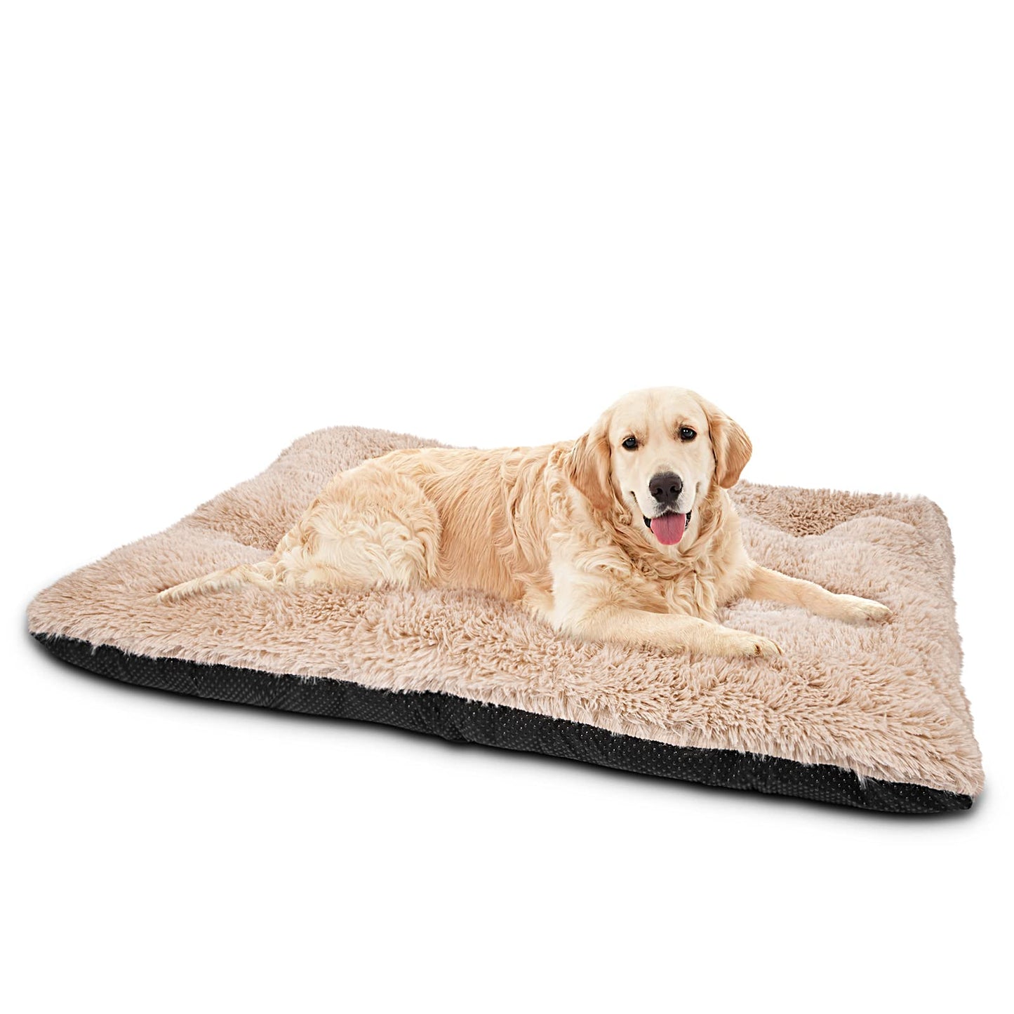 JOEJOY Large Dog Bed Crate Pad, Deluxe Plush Washable Dog Beds Fulffy Soft Kennel Pad Anti-Slip Pet Sleeping Mat for Extra Large Medium Small Dogs, 40" x 27", Beige