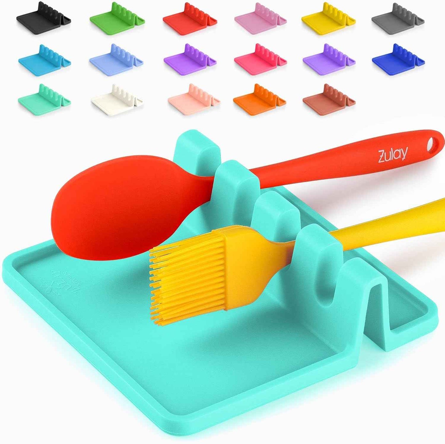Silicone Utensil Rest with Drip Pad for Multiple Utensils, Heat-Resistant, BPA-Free Spoon Rest & Spoon Holder for Stove Top, Kitchen Utensil Holder for Spoons, Ladles, Tongs & More - by Zulay