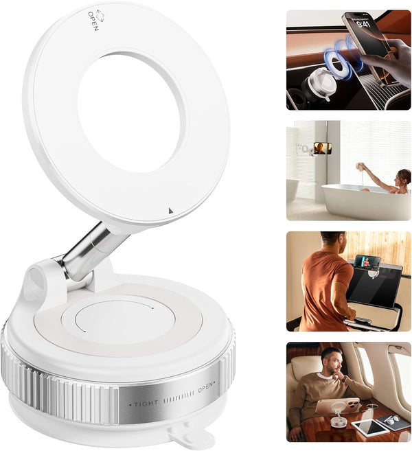 2026 Upgraded Vacuum Magnetic Car Phone Holder 360° Reinforced 96LBS Ultra Suction Cup Phone Mount for MagSafe Cell Phone Holders for Your Car/Gym/Mirror Mount for iPhone & Android