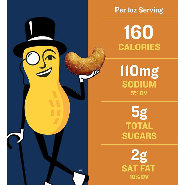 PLANTERS Deluxe Honey Roasted Whole Cashews: Sweet & Salty Snack, Plant-Based Protein, Crunchy Texture, Resealable Canister