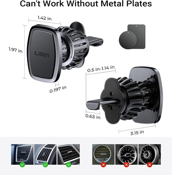 LISEN Magnetic Phone Holder for Car with Upgraded Clip and Ultra 6 Strong Magnets