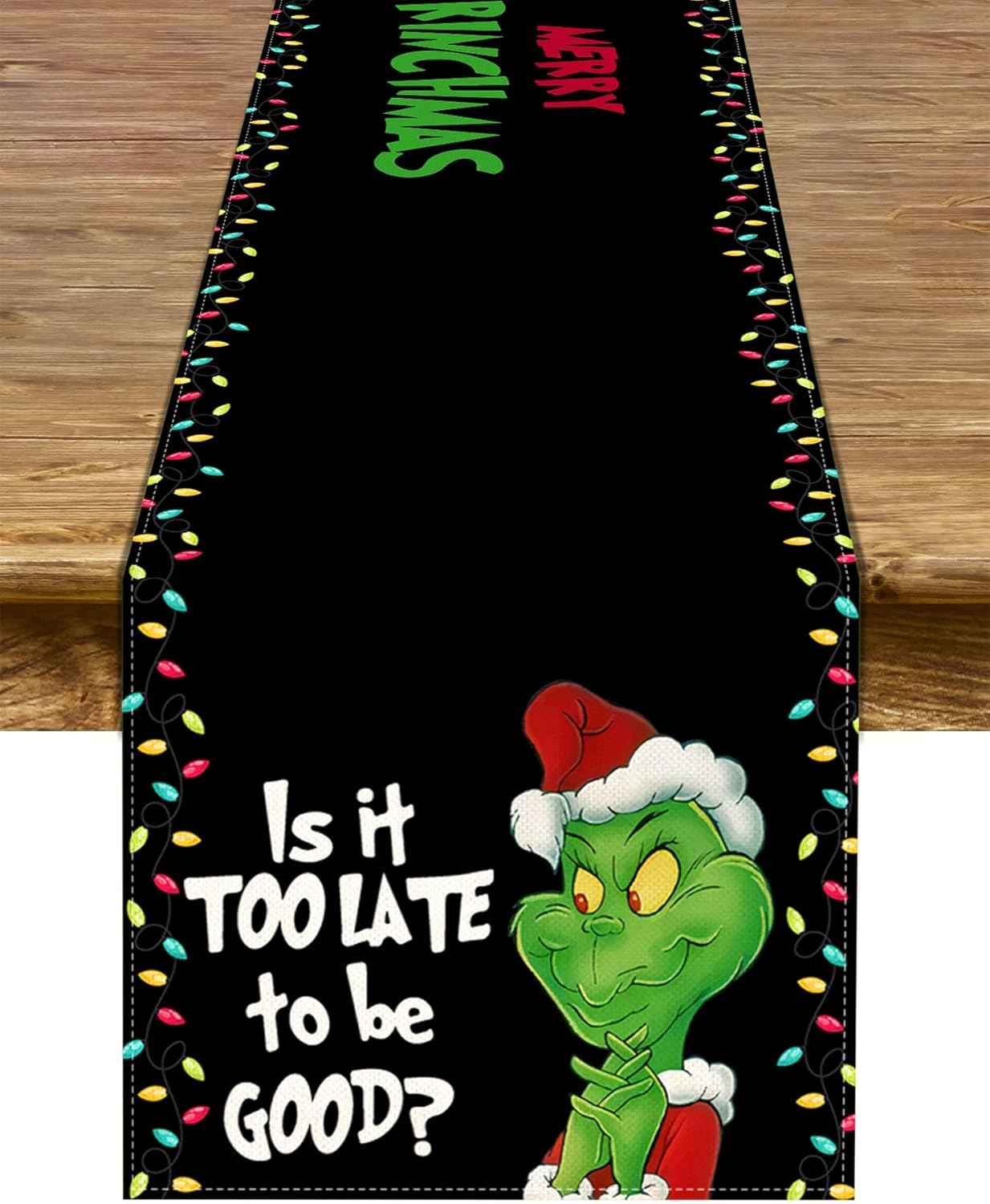 Merry Christmas Table Runner Green Xmas Buffalo Plaid Check Winter Holiday Party Decoration Fireplace Kitchen Dinning Home Decor 72Inches Long