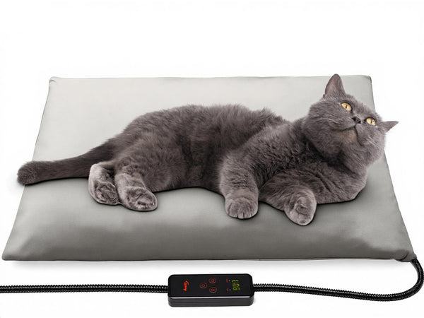 Toozey small pet heating pad, 18x16in, 6 temperature settings with timer, waterproof, indoor electric heated mat for dogs and cats