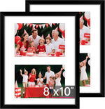 FIXSMITH 8x10 Picture Frame Set of 2, Photo Frame with HD Plexiglass, Display Pictures 5x7 with Mat or 8x10 Without Mat Multi Picture Frames Collage for Tabletop or Wall Display, Black