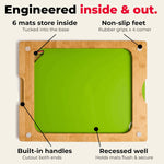 Bamboo cutting board set with 6 color-coded flexible mats for kitchen meal prep