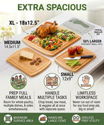Luxury XL Bamboo Cutting Board Set of 3 with Vertical Grain Strength Technology