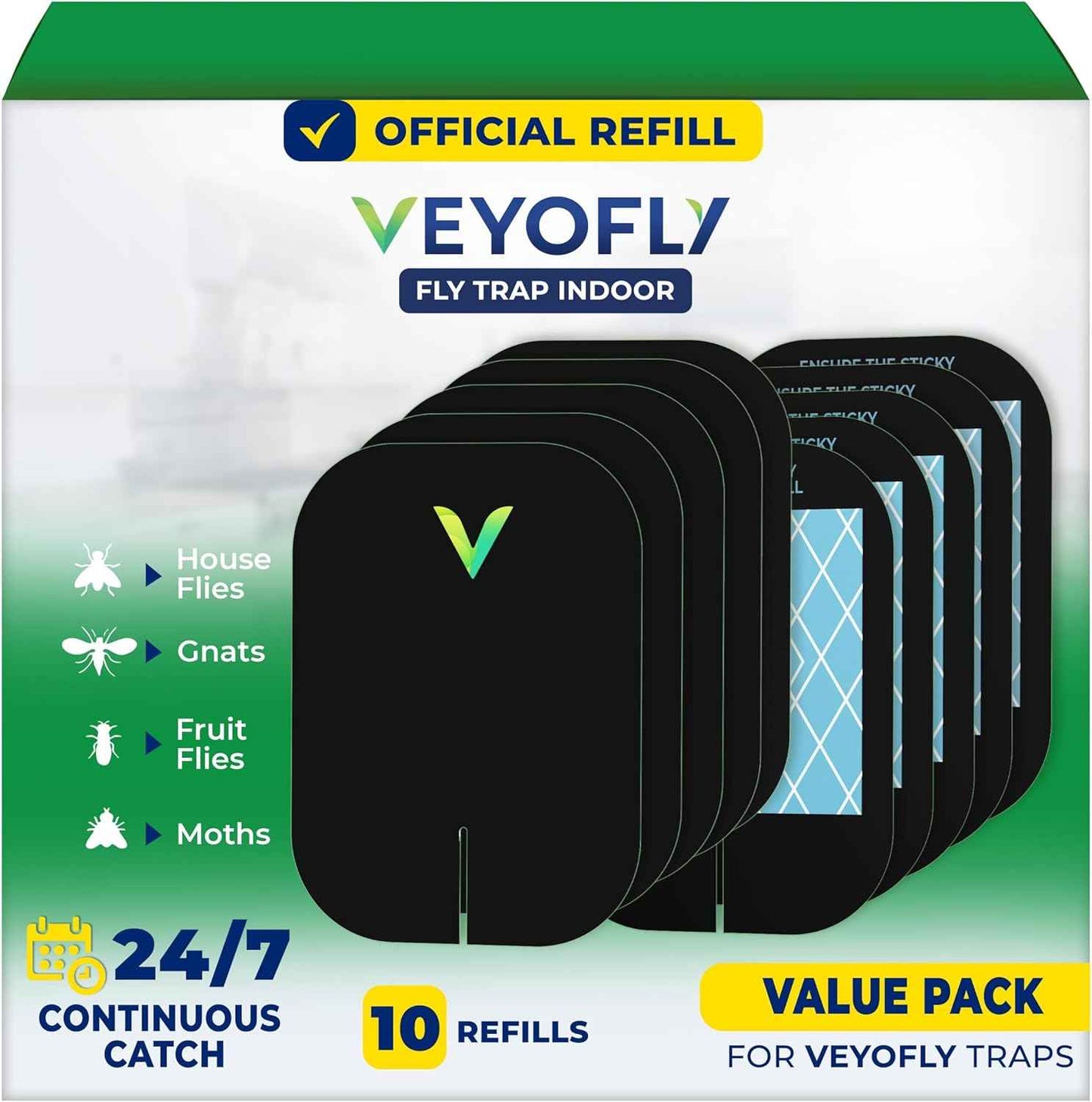 VEYOFLY Fly Trap Indoor, Fruit Fly Traps for Indoors Flying Insect (2 Device + 6 Refills) Gnat Traps for House Indoor, Bug Zapper Indoor, Gnat Killer Catcher & Fruit Fly Killer Light Plug in