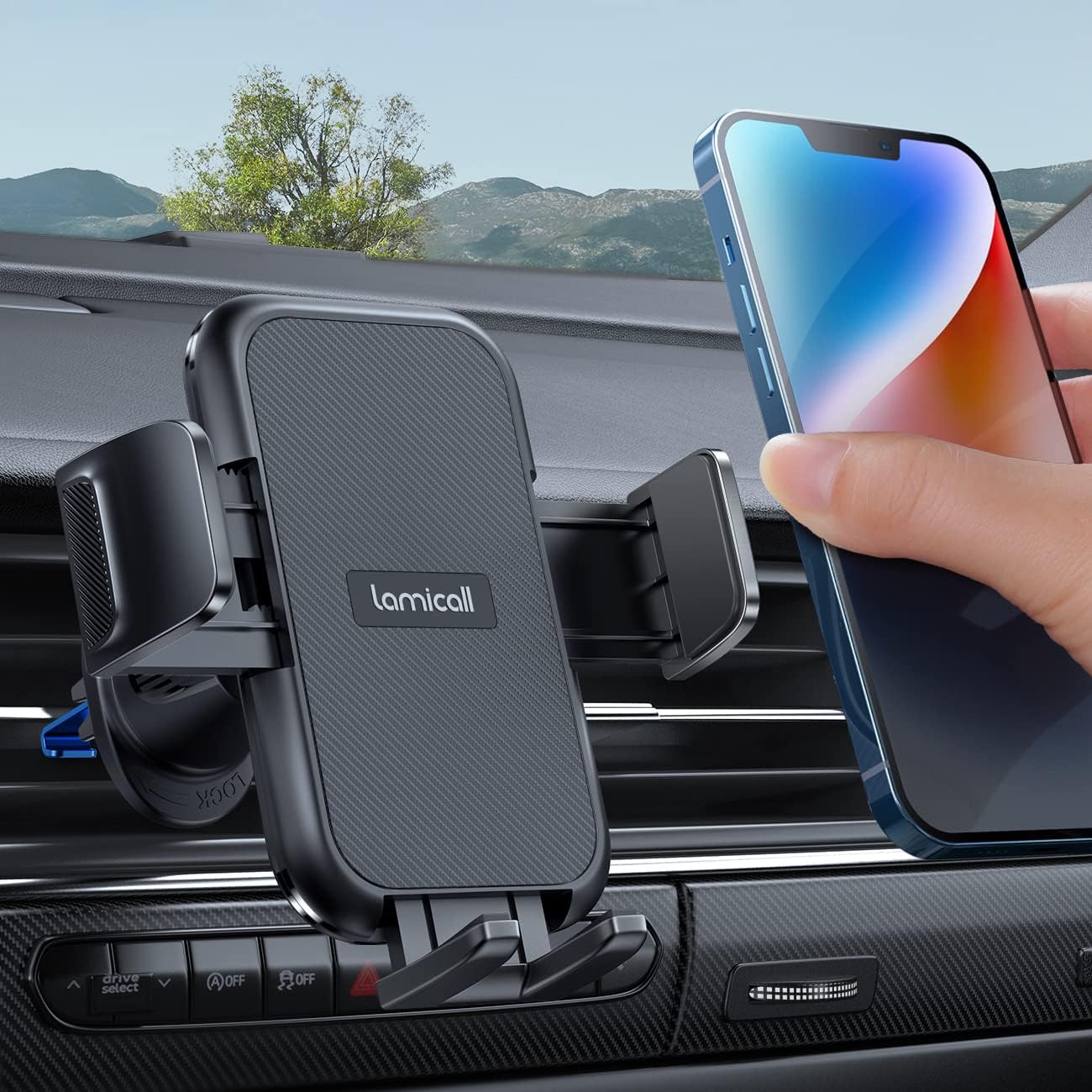 Lamicall 2025 Wider Clamp & Metal Hook Car Phone Holder Vent [Thick Cases Friendly] Phone Holders for Your Car Mount Automobile Hands Free Cradle Air Vent for iPhone 17 16 15 14 13 Pro Max Smartphone