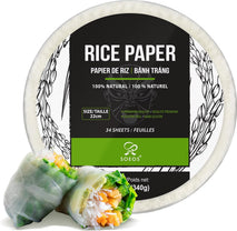 White Rice Paper Wrappers, 34 Sheets, Non-GMO, Gluten-Free, Low Carb, Vietnamese Rice Wraps
