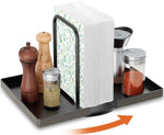 Napkin Holder for Table, Rotating Metal Napkin Dispenser with Salt and Pepper Shakers Caddy Standing Paper Towel Holder for Bathroom Kitchen Dining Table Decor Not Including Shakers