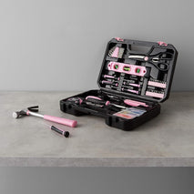 Amazon Basics 142-Piece Household Tool Kit for Home Repair, Hand Tools with Storage Case, 13.39 x 9.25 x 2.95 inch, Pink