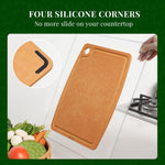 Kikcoin Wood Cutting Board for Kitchen with Non-slip and Juice Groove