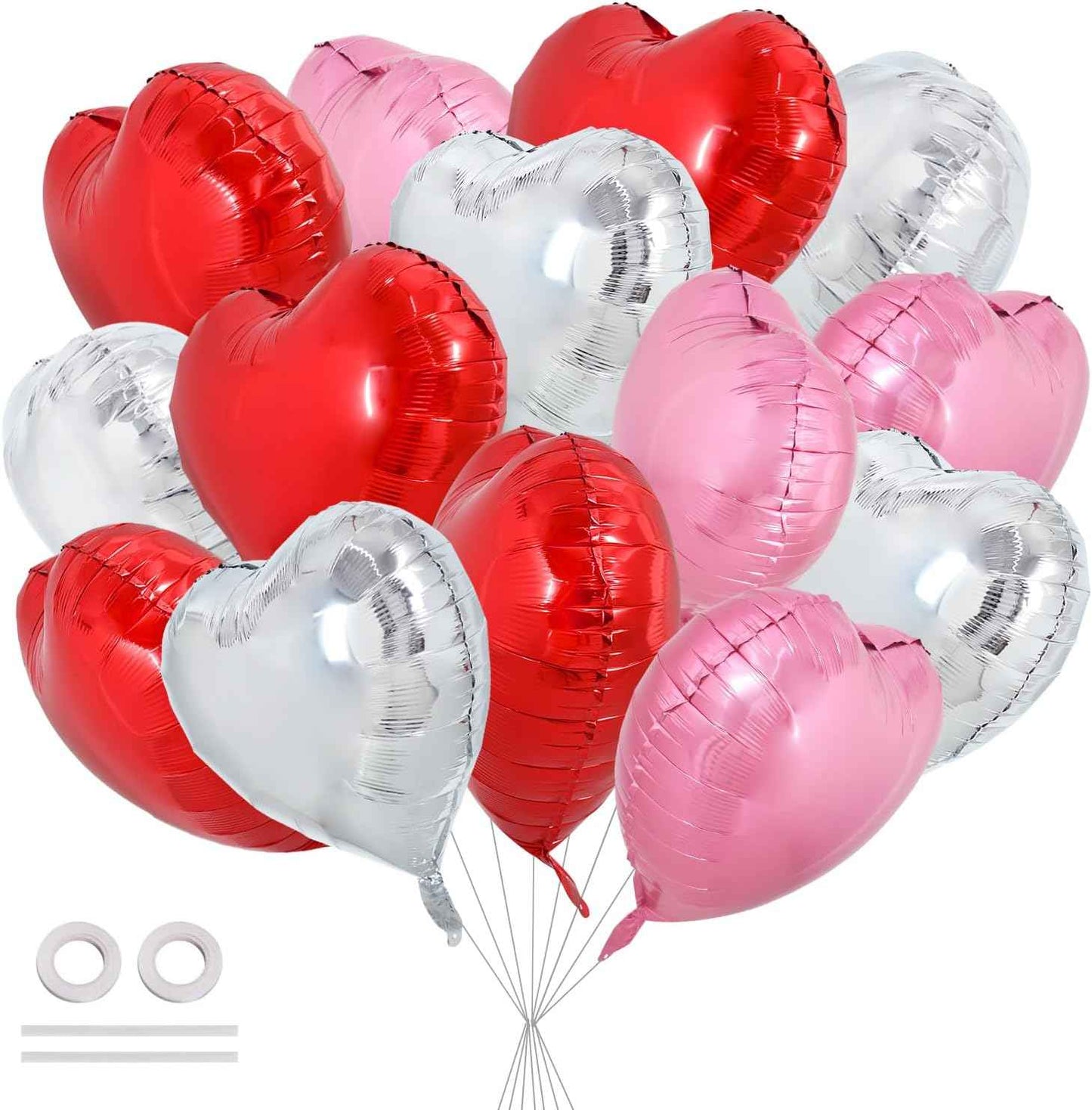 TONIFUL 30Pcs 18 Inch Red Heart Balloons Valentine’s Day Heart Shape Foil Mylar Balloons Decoration for Romantic Valentine's Day Wedding Bridal Shower Anniversary Engagement Party Supplies