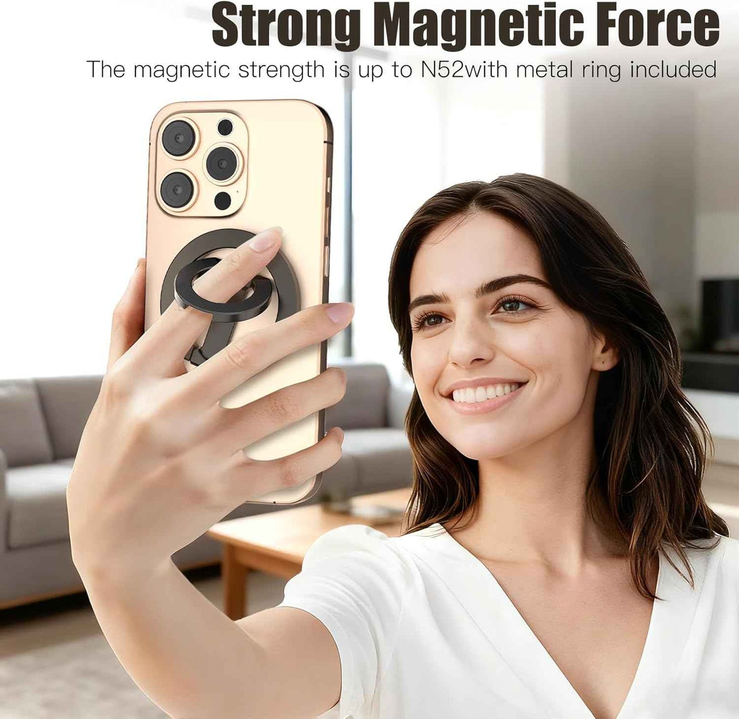 Magnetic Phone Ring for MagSafe Grip [Dual-Sided Magnetic] [Super Magnet] [Magnet Phone Stand Grip Compatible with Car Mounts] Mag Safe Accessory for iPhone 17/16/15/14/13 Pro Max Plus, Grey