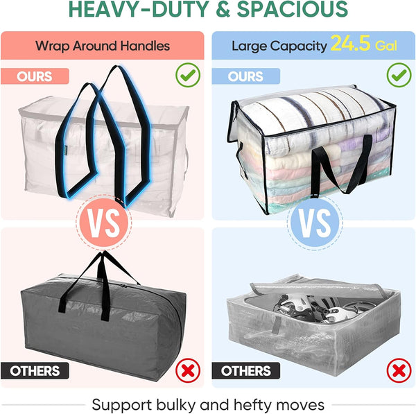 6-Pack Oversized Moving Bags with Reinforced Handles for Storage and Organization