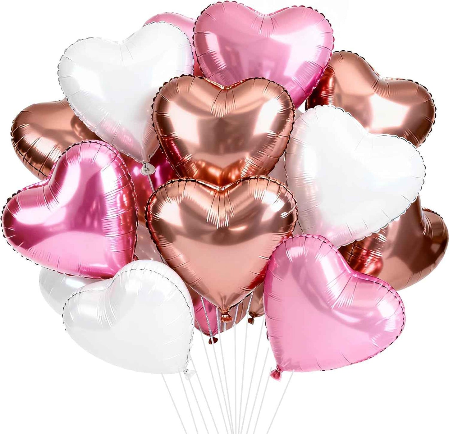 TONIFUL 30Pcs 18 Inch Red Heart Balloons Valentine’s Day Heart Shape Foil Mylar Balloons Decoration for Romantic Valentine's Day Wedding Bridal Shower Anniversary Engagement Party Supplies