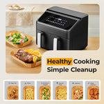Vailnd Rectangle Air Fryer Paper Liners 200Pcs for Ninja DZ201&DZ550 | Bella Slim 4QT&6QT | Cosori | Instant Dual‑basket Air Fryer, Simple Cleanup, Greasy Proof, Disposable Airfryer Sheets 8.6x5.5In