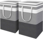 HomeHacks 2 Pack Large Laundry Baskets, Waterproof, Freestanding Laundry Hampers, Collapsible Clothes Hamper with Reinforced Handles in Laundry Room, College Dorm, Bathroom, Bedroom (Grey, 75Lx2)