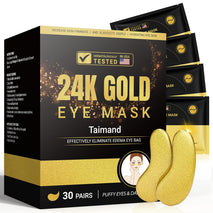 24K Gold Under Eye Patches (30 Pairs) for Puffy Eyes, Dark Circles, Wrinkles and Skin Revitalisation