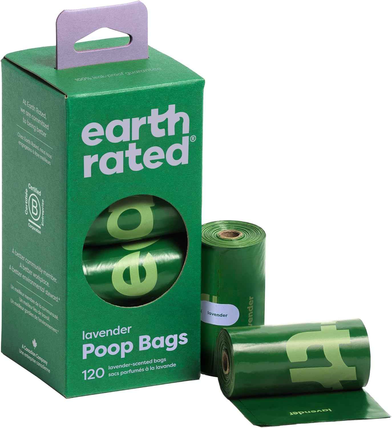Earth Rated Poop Bags for Dogs, Guaranteed Leak Proof and Extra Thick Waste Bag Refill Rolls, Lavender Scented, 270 Count