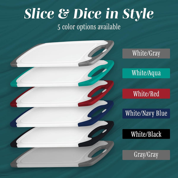 3-piece cutting board set with non-slip handles and gray color