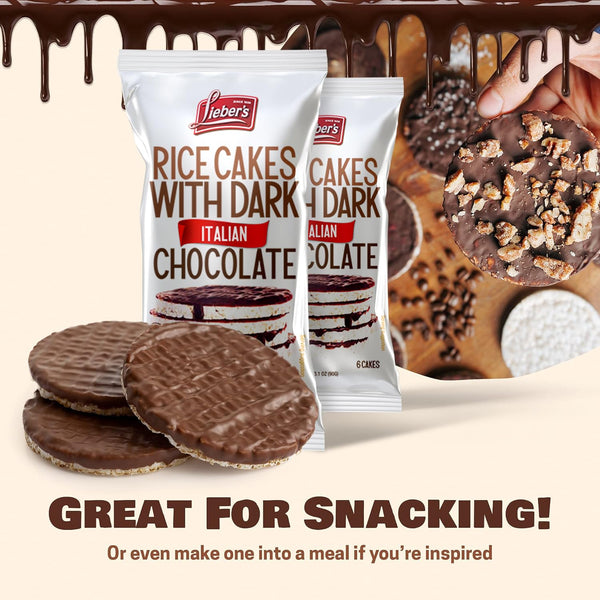Dark Chocolate Rice Cakes, Kosher Certified, Dairy Free, Gluten Free Snack Pack Of 3