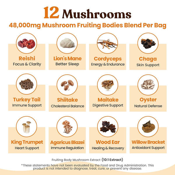 venture pal 48000mg lion's mane mushroom coffee with 12 adaptogenic mushrooms, 40 servings, instant coffee