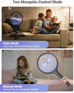 YISSVIC Electric Fly Swatter Bug Zapper Racket Dual Modes Mosquito Killer with Purple Mosquito Light Rechargeable for Indoor Home Office Backyard Patio Camping