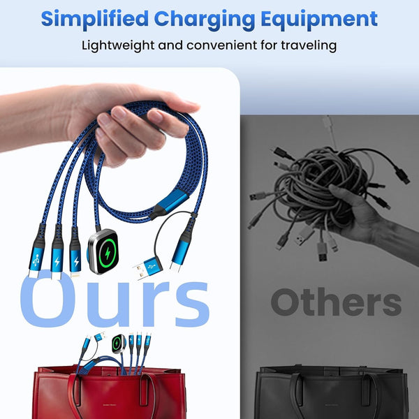 Multi Charging Cable for iPhone Watch Charger with Dual Type-C Ports