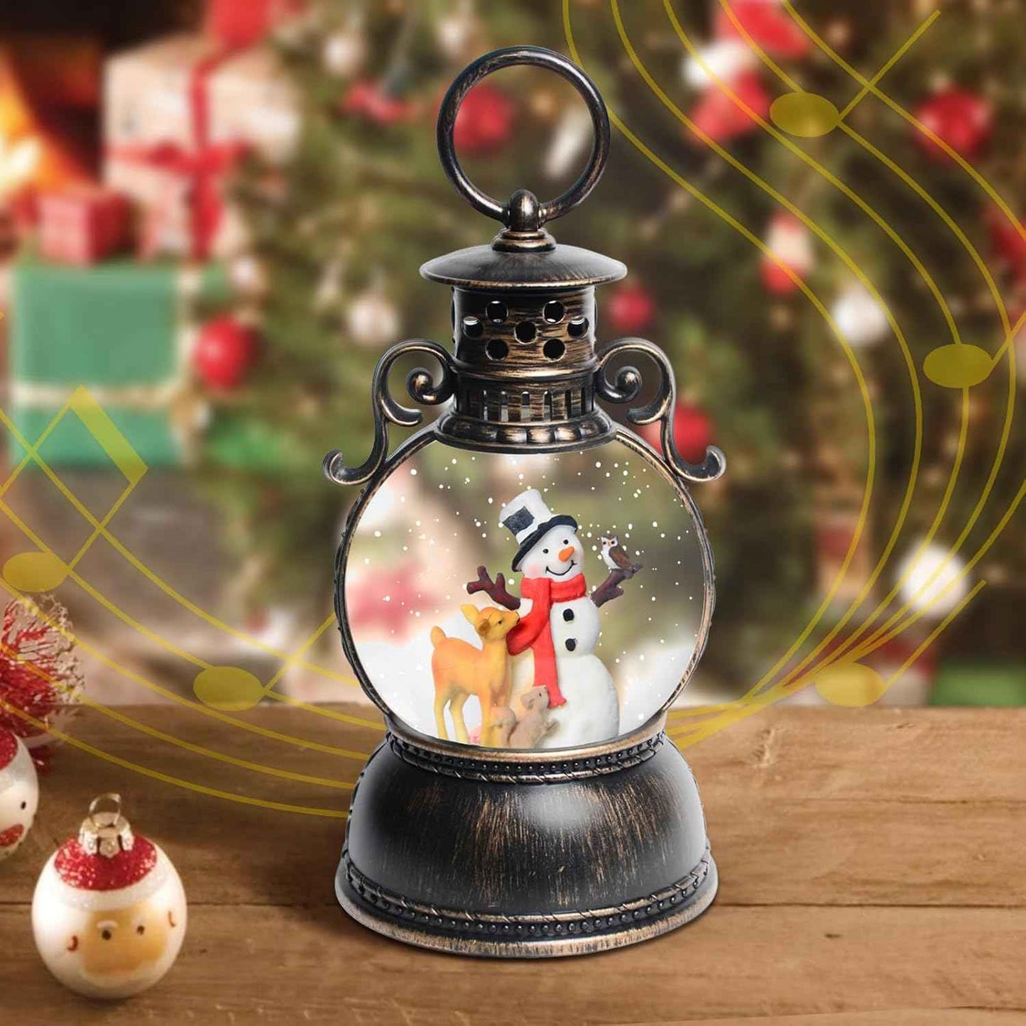 Christmas Santa Snow Globe Light up Lantern with 8 Songs, 9.17" Red Christmas Snow Globes for Kids Adults, 6H Timer & Dual Power, Snowglobes Christmas Decorations Indoor, Gifts for Women Men