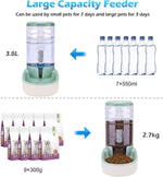 Automatic Dog Cat Feeder and Water Dispenser Set for Small to Large Pets with 1 Gallon Capacity