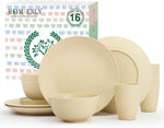 Homienly 40-Piece Premium Wheat Straw Dinnerware Sets, Service for 8, Unbreakable Plates and Bowls Set - Cups Sets, Dinner Plates, Bowls for Kitchen,Dishwasher and Microwave Safe Dishes Set - Multi