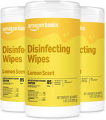 Amazon Basics Disinfecting Wipes, Lemon & Fresh Scent, Sanitizes, Cleans, Disinfects, Deodorizes, 340 Count (4 Packs of 85), Packaging May Vary