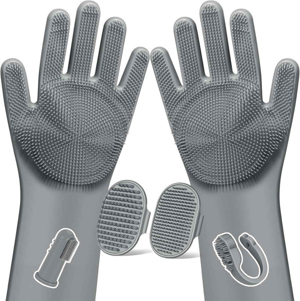 6PCS Pet Grooming Kit for Dogs,Cats and Horses | Dog Washing Gloves | Dog Bath Brush | Dog Bath Gloves | Dog Shampoo Brush | Pet Grooming Gloves | Dog Bath Supplies (Navy Blue)