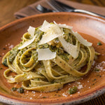 Prego Creamy Roasted Garlic Pesto Pasta Sauce, 14.5 oz Jar, No Added Sugars, Real Basil