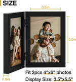 decorUhome double 4x6 picture frame vertical engineered wood bifold photo frame with plexiglass tabletop display black