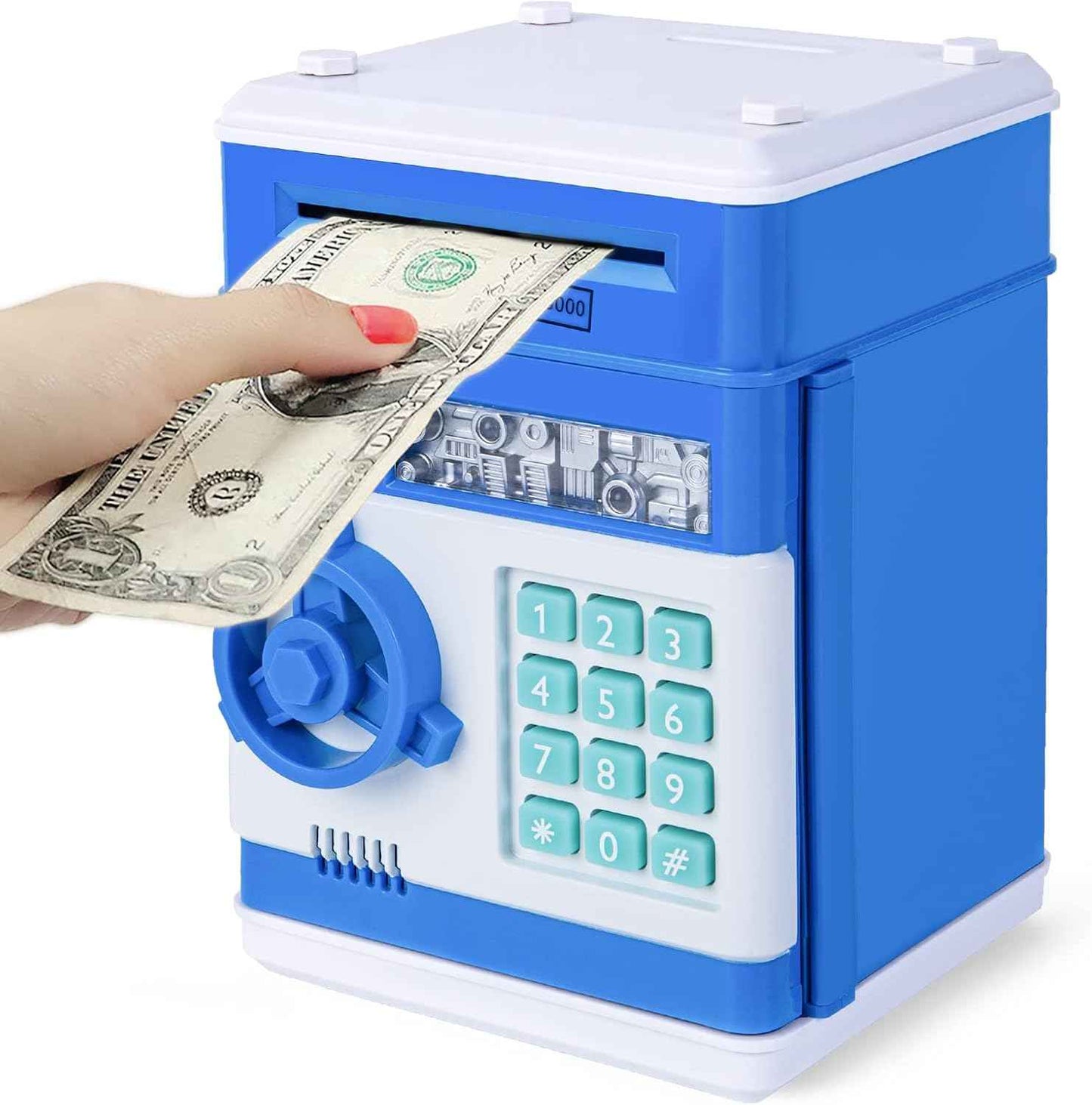 Refasy Piggy Bank Cash Coin Can ATM Bank Electronic Coin Money Bank for Kids Age 3-12, Money Savings Box Mini ATM Coin Bank Toys Gifts for 3 4 5 6 7 8 9 10 11 12 Year Old Boys Girls