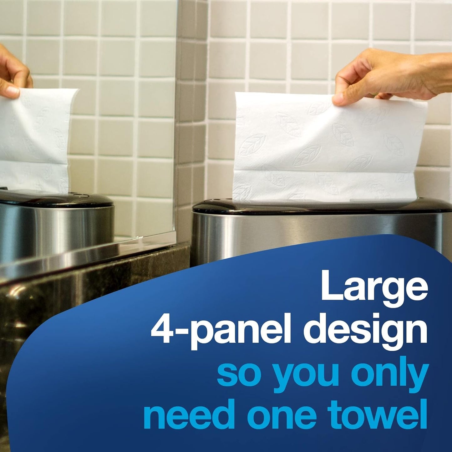 Tork Extra Soft Multifold Hand Towels White with Blue Leaf Print, H2 Dispenser Compatible 16 Packs x 94 Towels (101298)