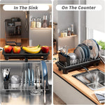 SanDream Small Dish Drying Rack with Removable Utensil Holder & Anti-Scratch Base