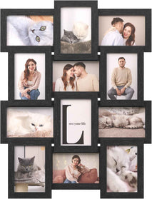 SONGMICS Collage Picture Frames, 4x6 for Wall Decor Set of 12, Multi Family Photo for Gallery Decor, Hanging Display, Assembly Required, Christmas Gift, Ink Black URPF26BK