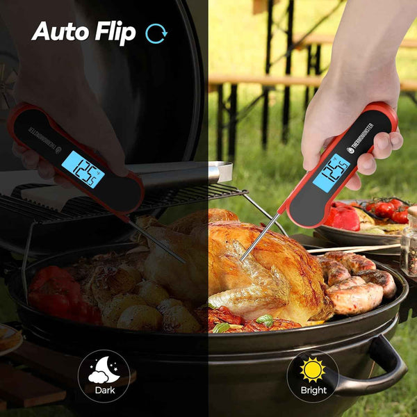 0.5 sec instant read meat thermometer digital with ±0.5℉ precision, food thermometer for cooking kitchen gadgets, oven grill candy bbq essentials, red