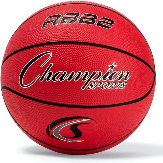 Champion Sports® Rubber Basketballs – Heavy Duty Pro-Style, Indoor/Outdoor Use, Premium Basketball Equipment for Physical Education, Various Sizes & Colors (Size 3, 5, 6, 7)