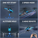 BUSSGO RC Helicopter, Remote Control Helicopter for Kids with 30Mins Flight(2 Batteries), 7+1 LED Light Modes, Altitude Hold, RC Toys for Boys Girls