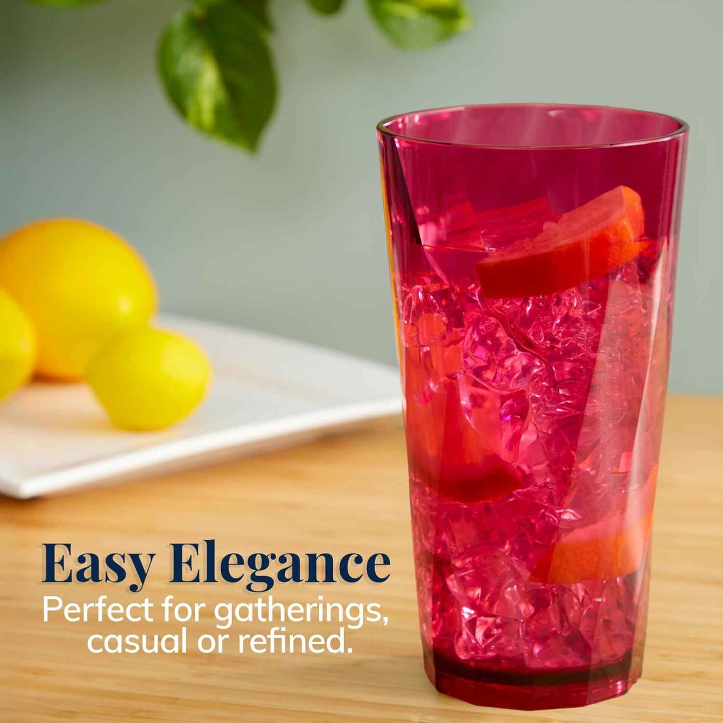 US Acrylic Optix Plastic Reusable Drinking Glasses (Set of 8) 20oz Water Cups in Jewel Tone Colors | BPA-Free Tumblers, Made in USA | Top-Rack Dishwasher Safe