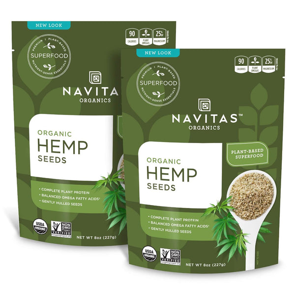 Navitas Organics Hemp Seeds – For Smoothies, Salads, Dips, Baked Goods & More – Essential Fatty Acids, Protein & Minerals – USDA Organic, Non GMO, Gluten Free, Kosher, Vegan (8oz. Bag 8 Servings)