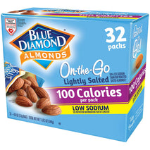 Blue Diamond Low Sodium Almonds, 100 Calorie Packs, 0.6 Ounce, Pack of 32, Lightly Salted, Snack Nuts